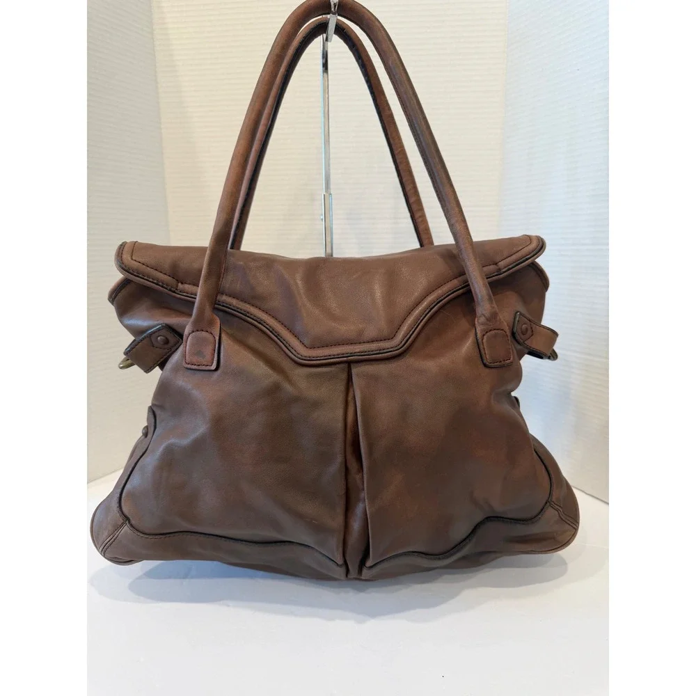 Vintage Ann‎ Taylor Large Brown Leather Hobo Shoulder Bag Purse